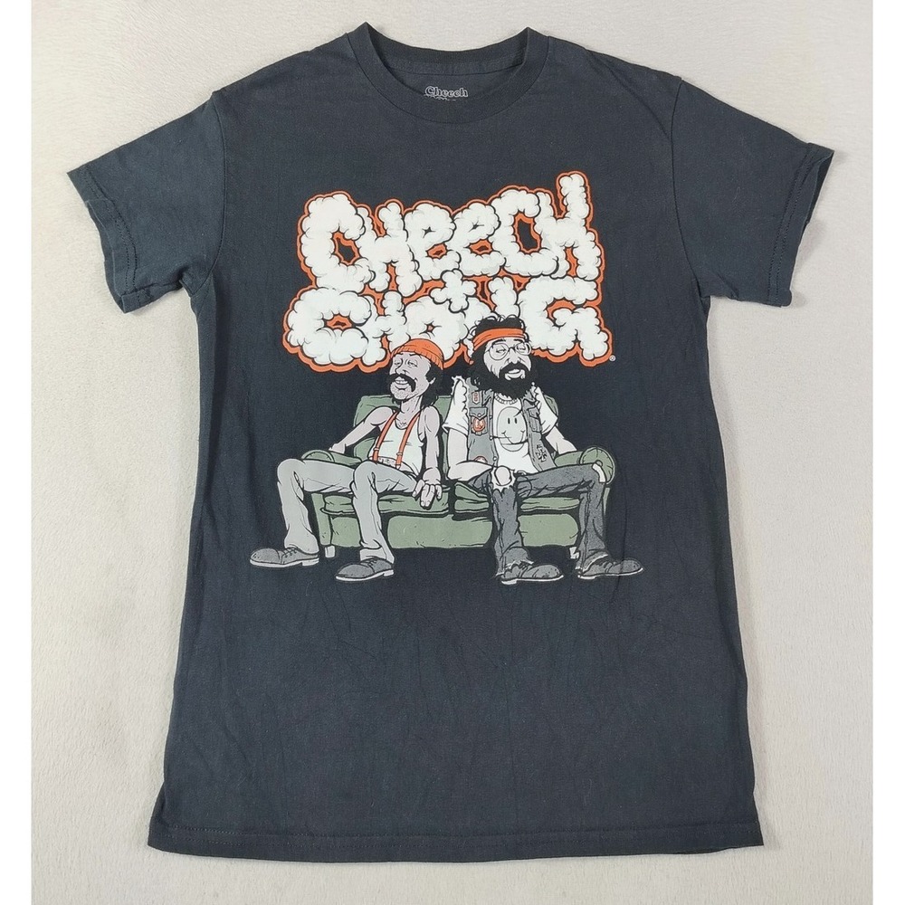 Cheech‎ & Chong Shirt Mens Small Black Couch Graphic Tee Stoner Movie Cartoon